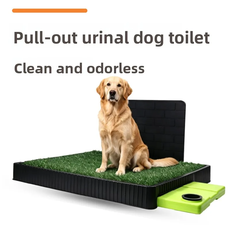 Dog Potty Simulation Grass Pad with Dog Toilet Baffle Pet Litter Box Splash Dog Pee Tray Proof Grid Anti Indoor Pet Pad