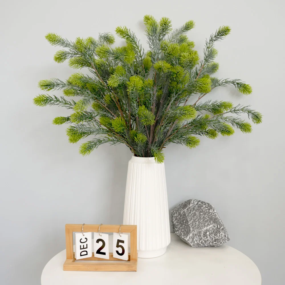 

1/3Pcs Christmas Pine Stems Artificial Evergreen Pine Branches Real Touch Greenery Picks Faux Floral Branch for DIY Xmas Decor