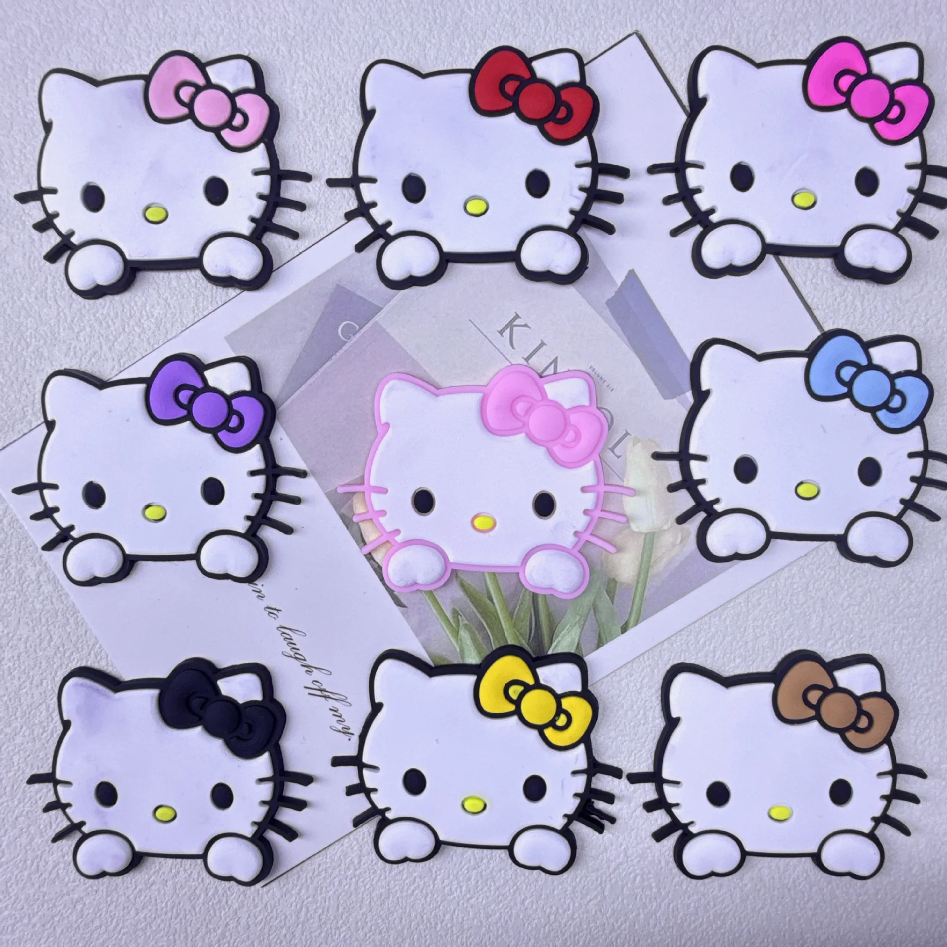 4-9PCS Cartoon colorful bow hello kitty Avatar Shoe Charm PVC bag clog Wristband Decor Buckle Sandal Detachable Waterproof Gift