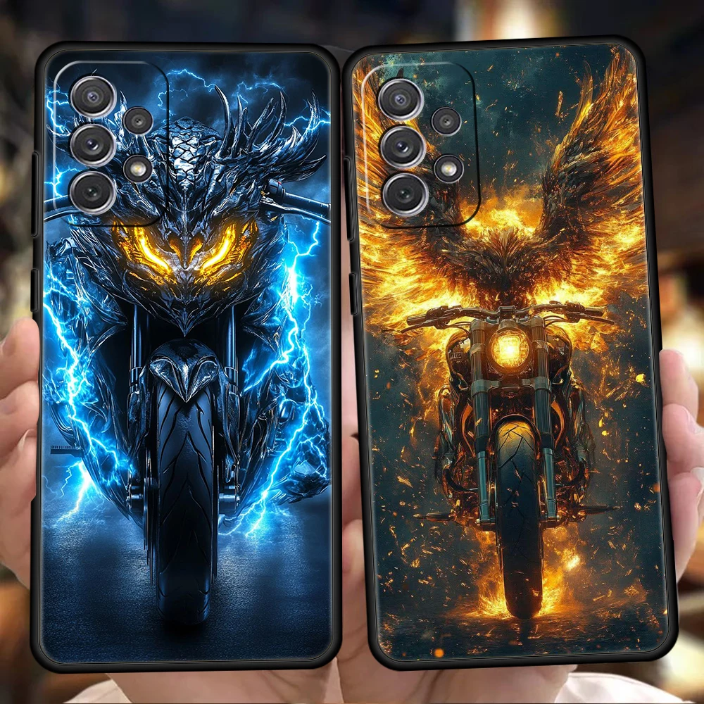Phone Case for Samsung Galaxy A55 A53 A52 A52S A51 A41 A35 A32 A25 A23 A15 A13 A71 A72 5G Soft TPU Shell Motorcycle Fundas Capas