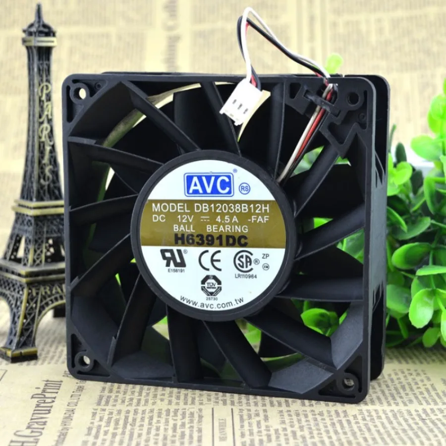 AA + FOR New AVC 12CM 12038 12V 4.5A Large Air Volume Violent Fan DB12038B12H Double Bead 3 Wire