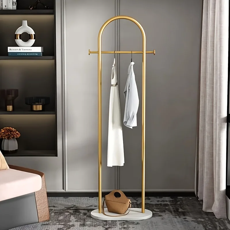 

1pc Modern Metal Garment Rack with Marble Base, Heavy Duty Coat Hanger Stand for Bedroom, Clothes Organizer for Bags, Hats, Scar