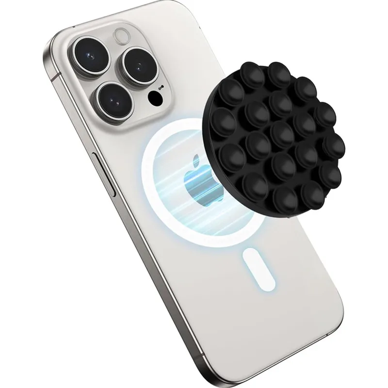 Hands Free Strong Magnetic Silicone Suction Cup Phone Grip Holder for Magsafe IPhone 16 Selfies Videos Mac Safe Lazy Mount Stand