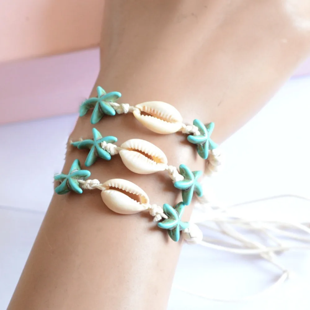 Sea Series Starfish Beaded Bracelet Bohemian Jewelry Turtle Woven Bracelet Pentagram High-end Shell Beaded Handstring Couple