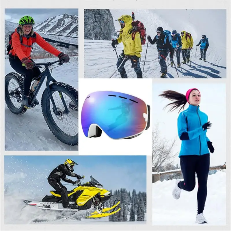 Lunettes de ski anti-buée à double couche pour adultes, lunettes de traîneau, lunettes de cyclisme, grandes sphères à virgules, ski, hiver