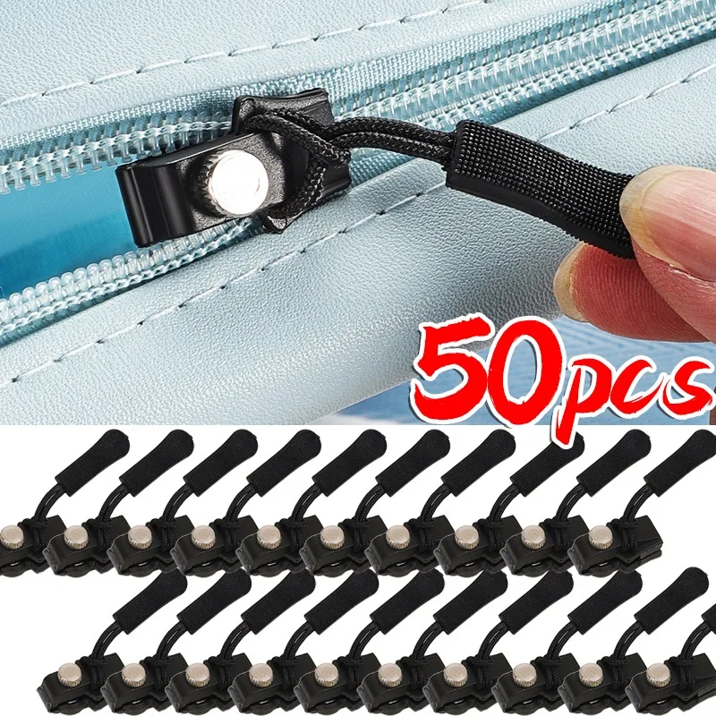 1/50Pcs Universal Zipper Head for Jacket Bag Coat Free Sewing Repair Kit Quick Instant Detachable Slider Pull Replacement Zipper