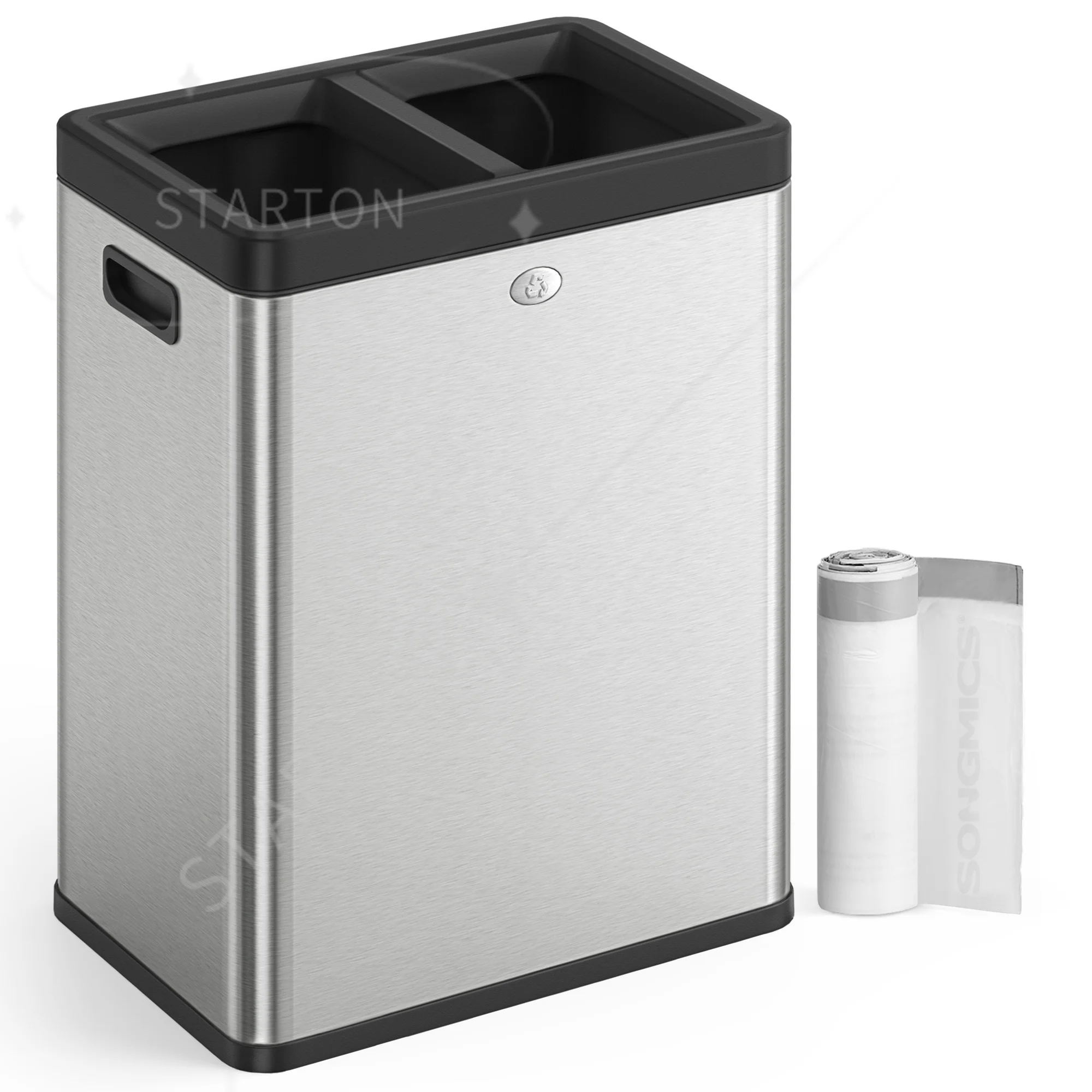 

Slim Stainless Steel Garbage Cans Without Lids Cheap Trash Can with Removable Inner Pedal Recycling Bin 2 Compartments