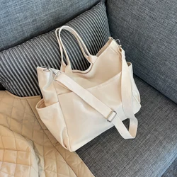 Lazy Wind Canvas Big Bag New Korean Version Of The Single Shoulder Crossbody Bag Female Simple Literary Solid Color Bag