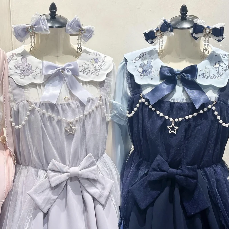 Japanse Mijn Stijl Zoete Borduren Pop Kraag Boog Flare Lange Mouw Single Breasted Losse Veelzijdige Shirts Tops Dames Lente