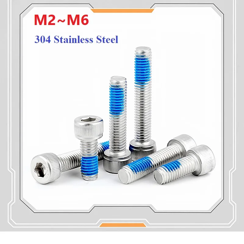 Cup Hexagon Socket 304 Stainless Steel Dispensing Cylindrical Anti-loosening Gluing Screw M2 M2.5 M3 M4 M5 M6
