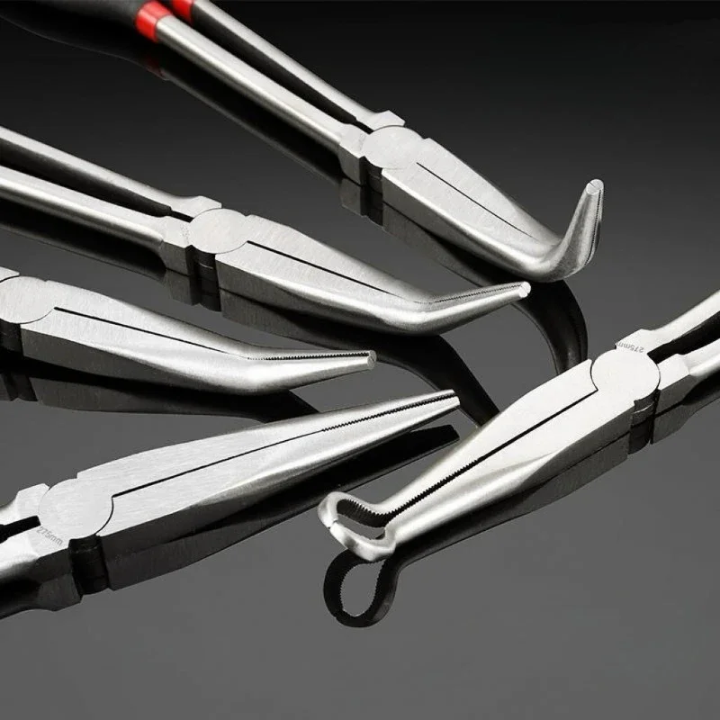 11 Inch High Quality Long Nose Pliers Curved Straight Tips Industrial DIY Car Repair Hand Tools