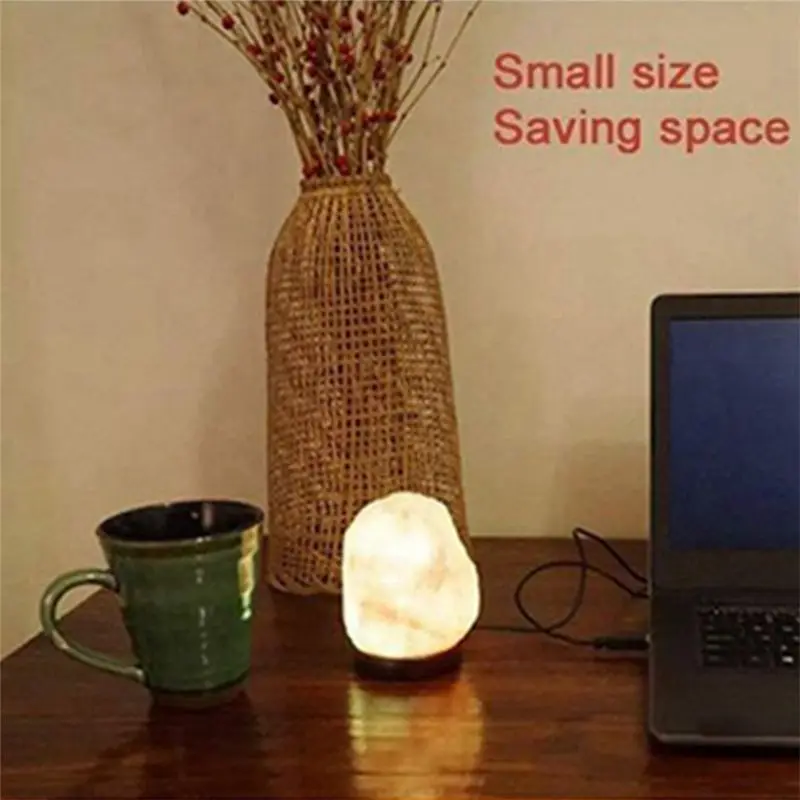 B23B Himalayas Crystal Salt Lamp Colorful Color Changing USB Natural Salt Lamp Atmosphere Atmosphere Lamp