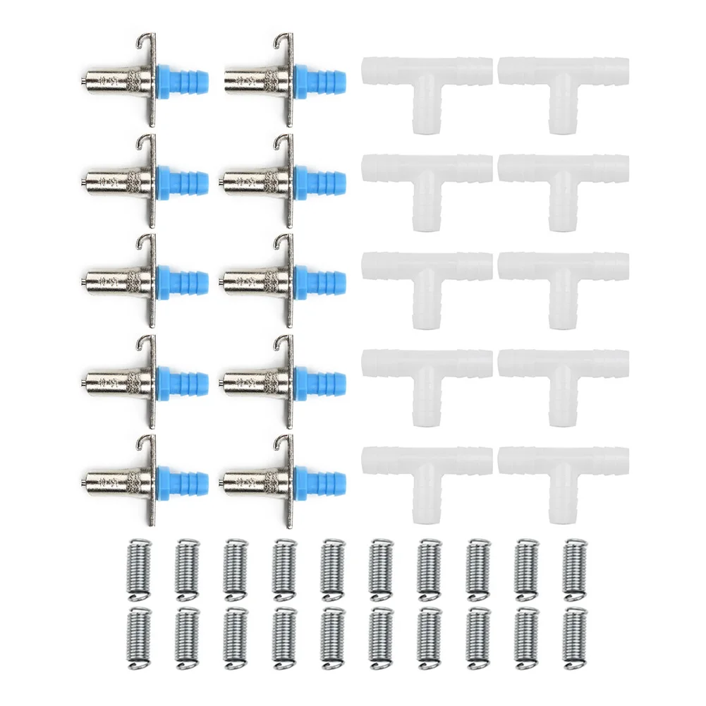 Alimentador de pezón de resorte de doble tensión para animales pequeños, bebederos de conejo de Metal y plástico, alimentador de agua de tres eslabones, alimentación, nuevo