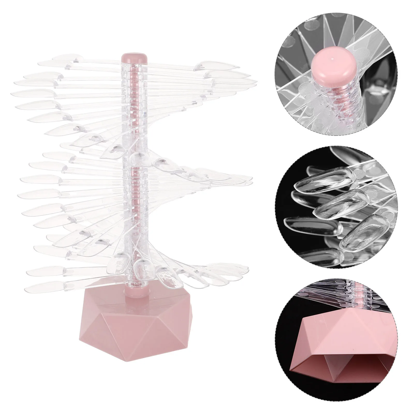 60 لونًا حلزونيًا لعرض فن الأظافر، حامل أطراف أظافر صناعية سفلية وردية اللون لممارسة صالونات التجميل وحامل طرف الأظافر #1
