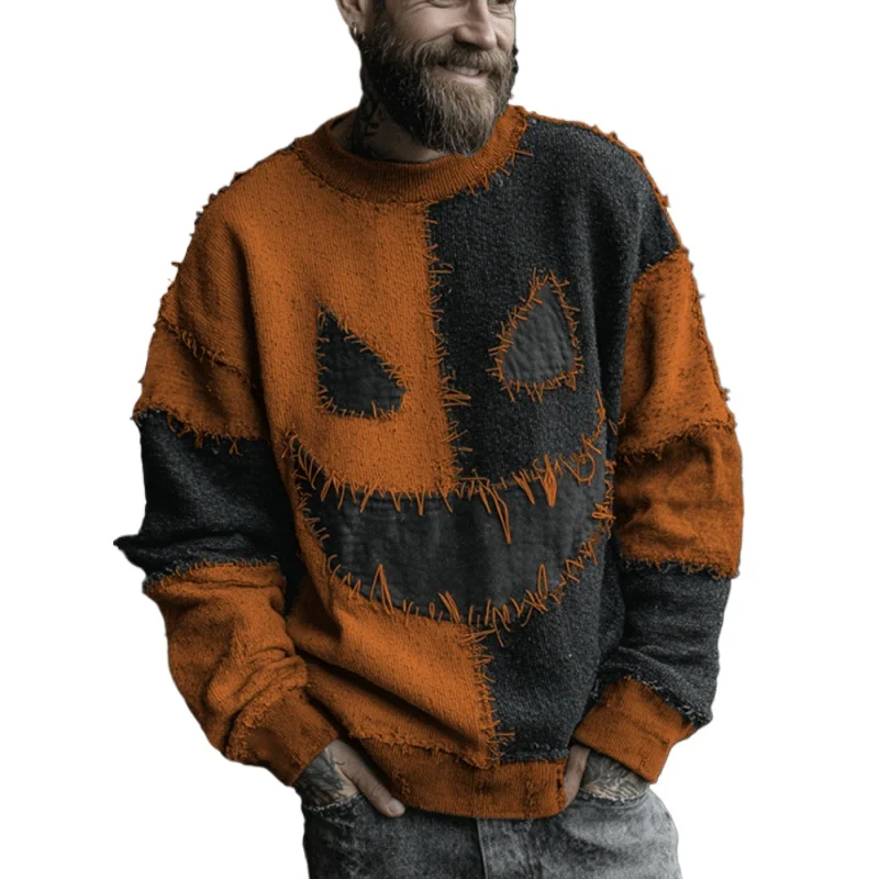

European American Halloween Popular 3D Digital Printing Men's and Women's Same Crew Neck Loose Sweater Feel Human Casual Fashion