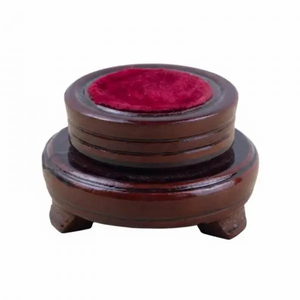 Rotating Display Base Wooden Sphere Holder Concave Secure Top 360 Spin for Office Desk Art Decoration