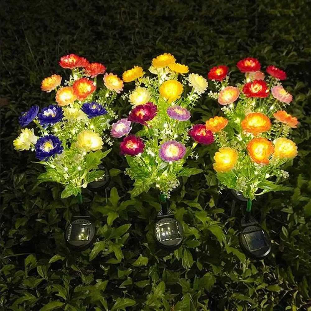 

7 Heads LED Snow Lotus Lights Solar Powered Colorful LED Simulation Flower Lights Waterproof Decorative Solar Lawn Lights