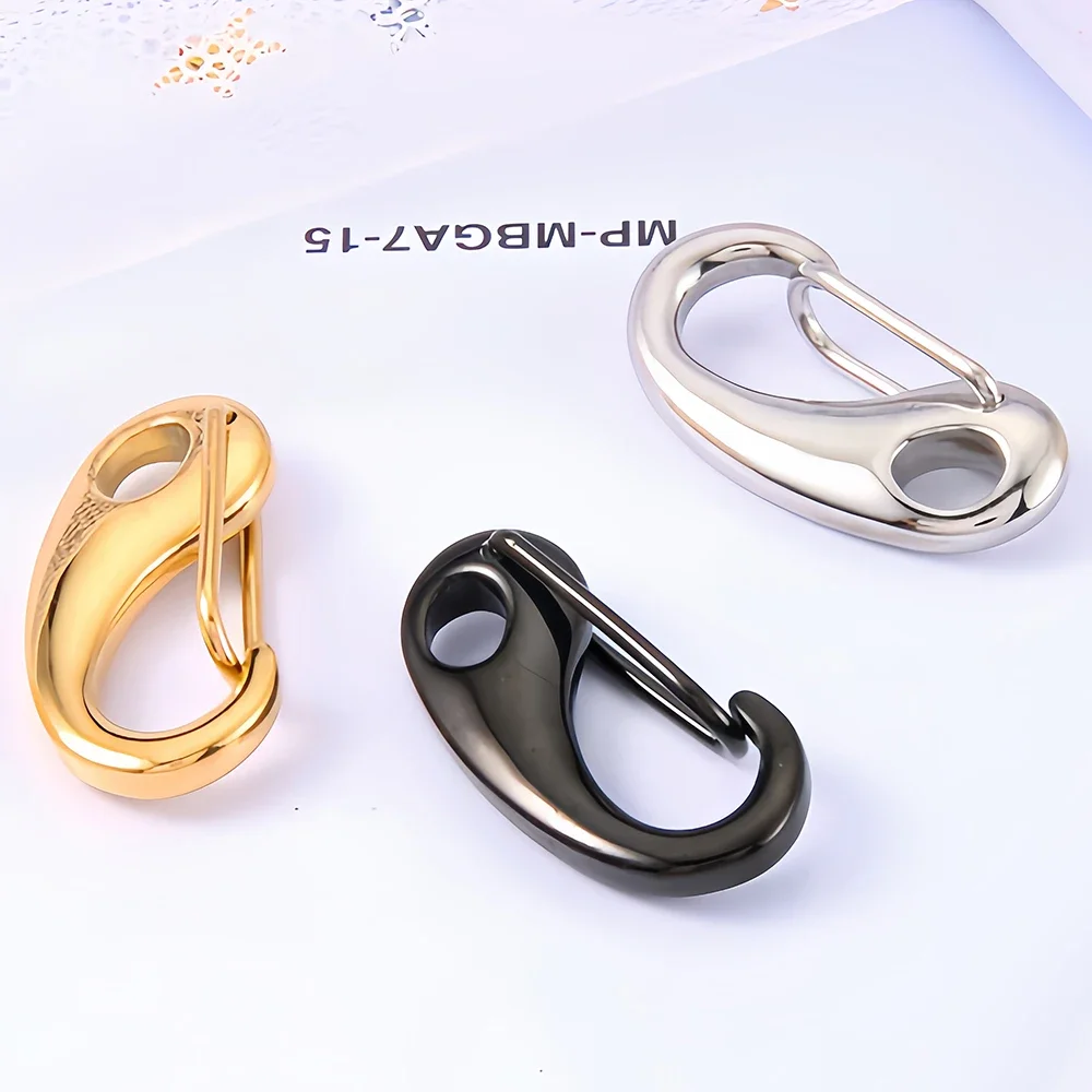 3Pcs Stainless Steel Lobster Clasp Snap Hook D-shaped Keychain Connectors Parts for Bracelet Necklace Chain DIY Jewelry Making