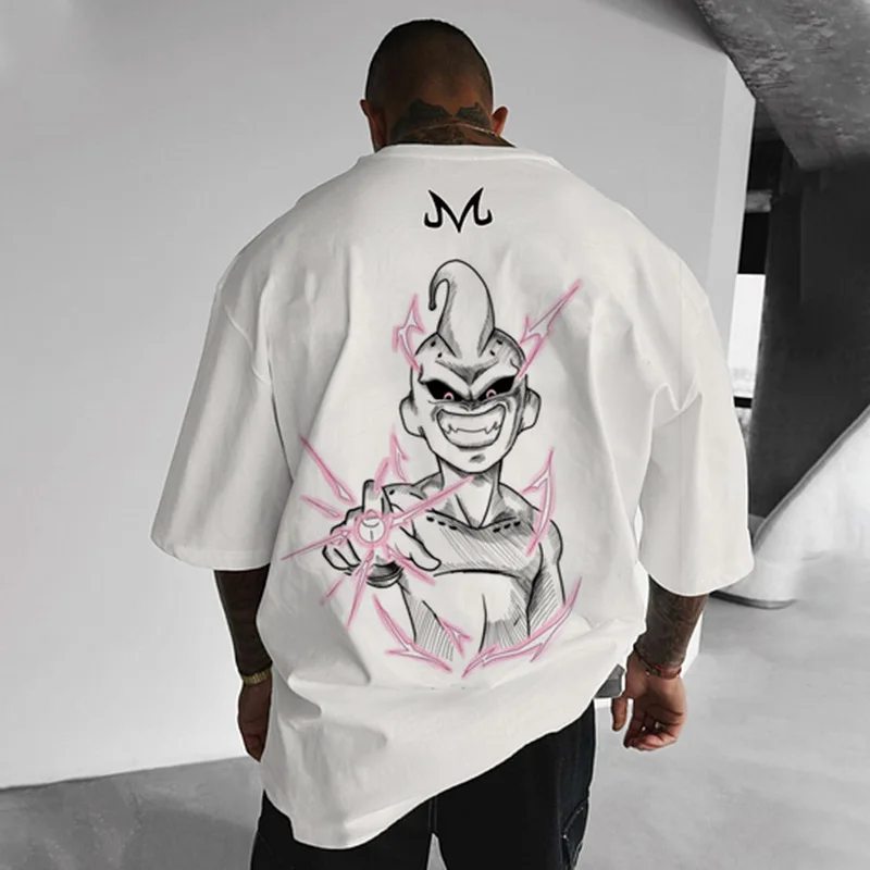 

2024 Summer New Anime Dragon Ball Majin Buu Classic Printed Men T-Shirt Cosplay Short Sleeve Shirt Casual Fashion Clothing Gift