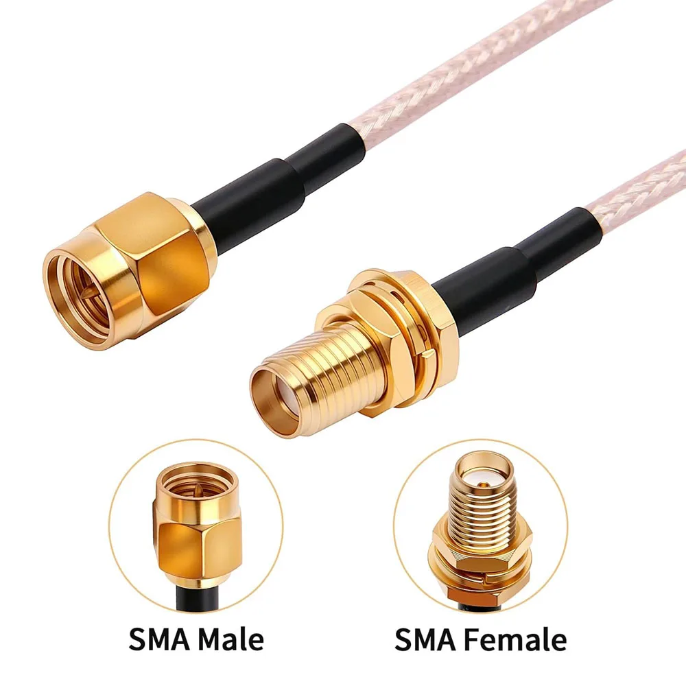 5PCS SMA Stecker auf SMA Buchse Stecker Jack RF Stecker Zopf Verlängerung Kabel RG316 Coax Jumper Kabel 10cm 15cm 20cm 30cm 50cm 3FT – Detail 2