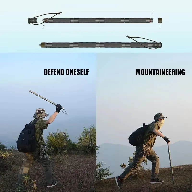Adjustable Aluminum Hiking Stick, Durable Multi-functional Outdoor Support Gear for Outdoor Activities