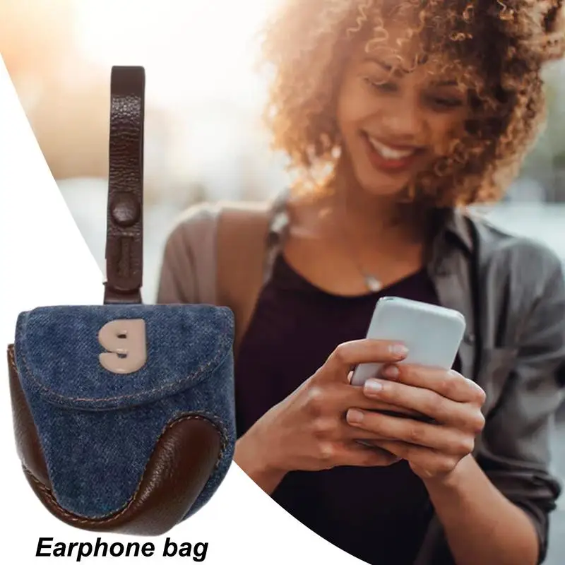 Baseball Earphone Bag Earphone Protective Travel Carrying Case Vintage Aesthetic Storage Bag For School Home Business Trip