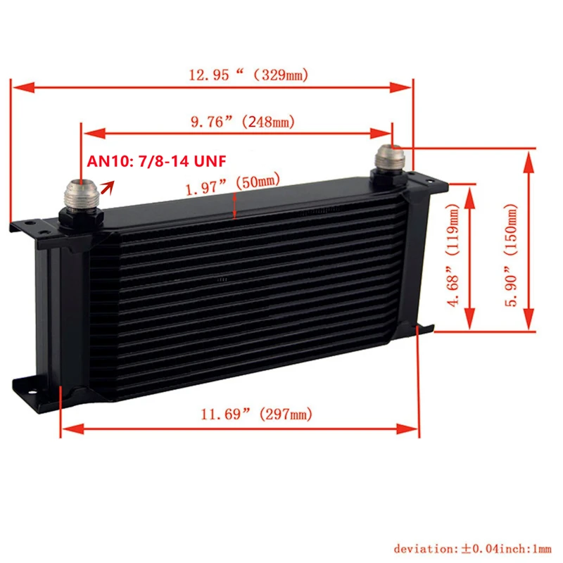 Radiatore olio trasmissione motore universale AN10 a 16 file Tipo britannico + kit di riposizionamento adattatore filtro Argento/Nero