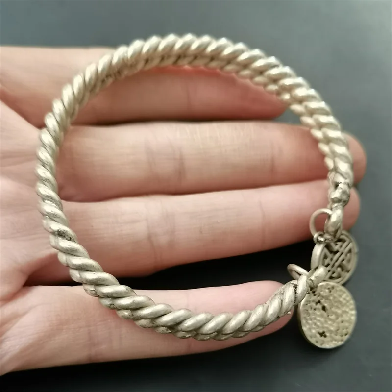 Maichuang/Tibetan Silver Inlaid A Pair Bracelet Fashion Bangles Personality Charm Jewelry Exquisite Workmanship Men Women Gift
