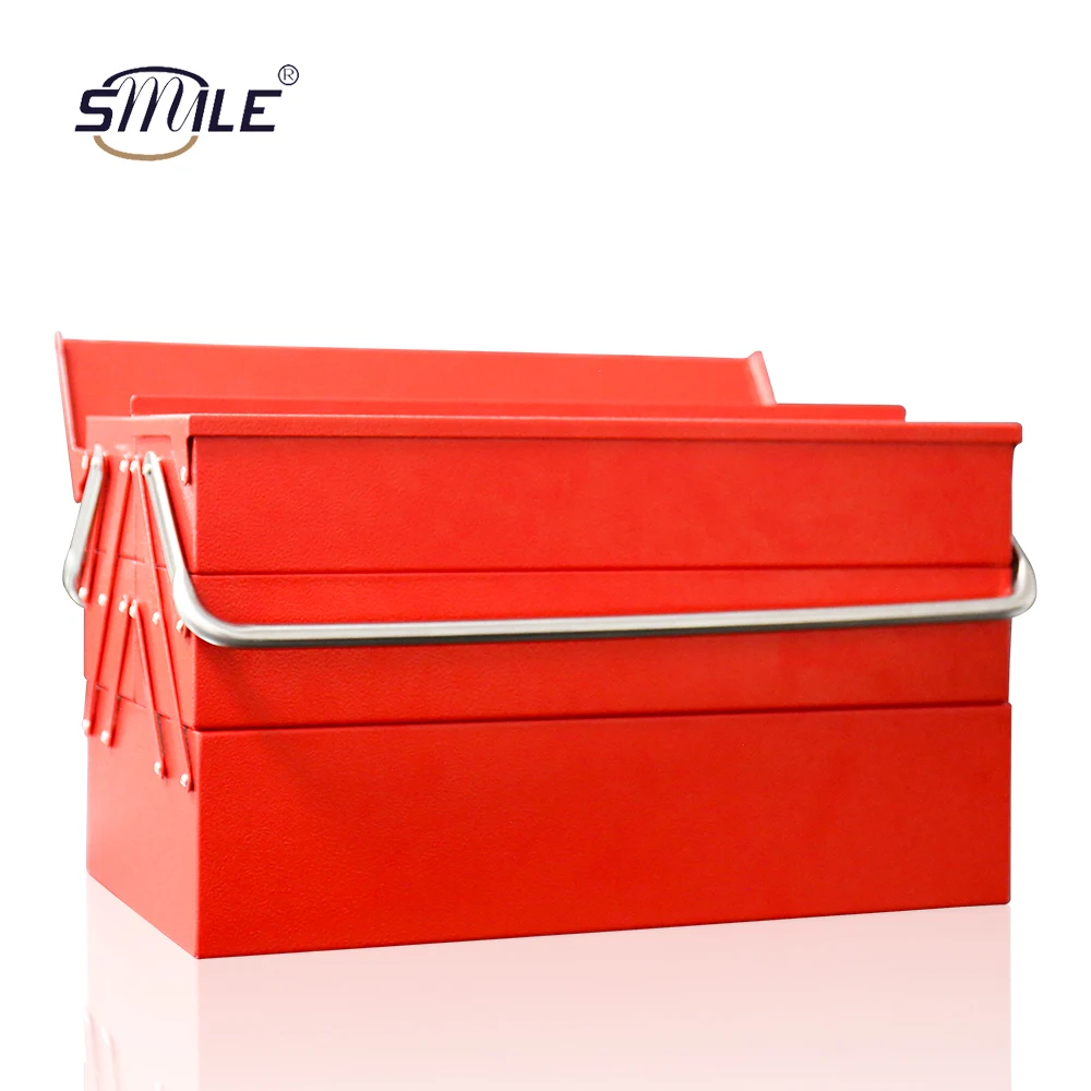 

SMILE Custom Portable Steel Mechanical Storage Toolbox with Handle and Tray Metal Cantilever Toolbox