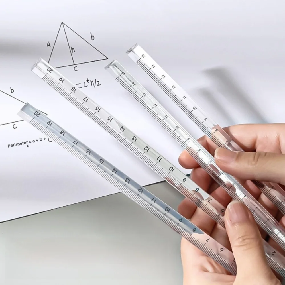 High Quality Plastic Triangular Ruler 15/20cm 3-Sided Scale Measuring Tool Transparent Drawing Ruler Students
