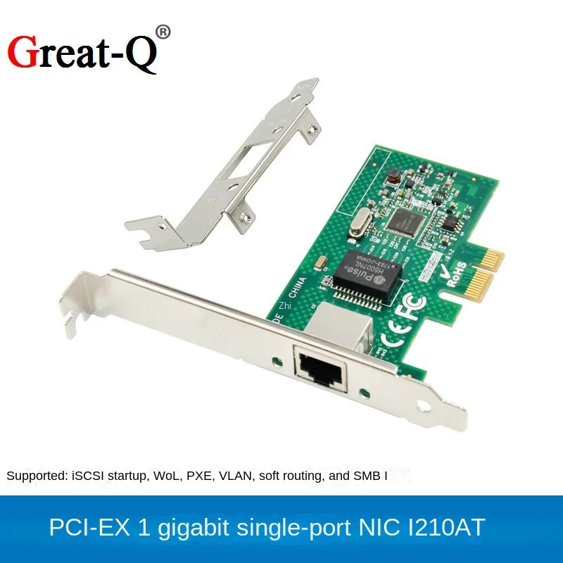 PCI-E Gigabit Single Port Server Network Card FoIntel I210-T1 for PXE Remote Boot WoL