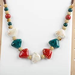 Women's Handcraft Ceramic Necklaces Retro Style Pendan Procelain Necklace For Women Mama Gift #MY166