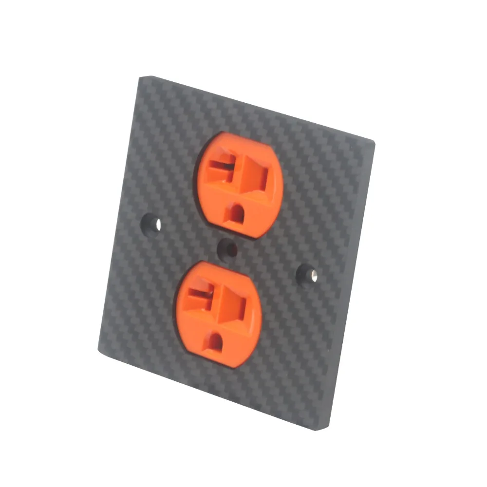 HIFI 86*86 Carbon Fiber Power outlets cover wall plate Duplex Receptacle socket Audio US Dual Mains 20A AC Power Connector