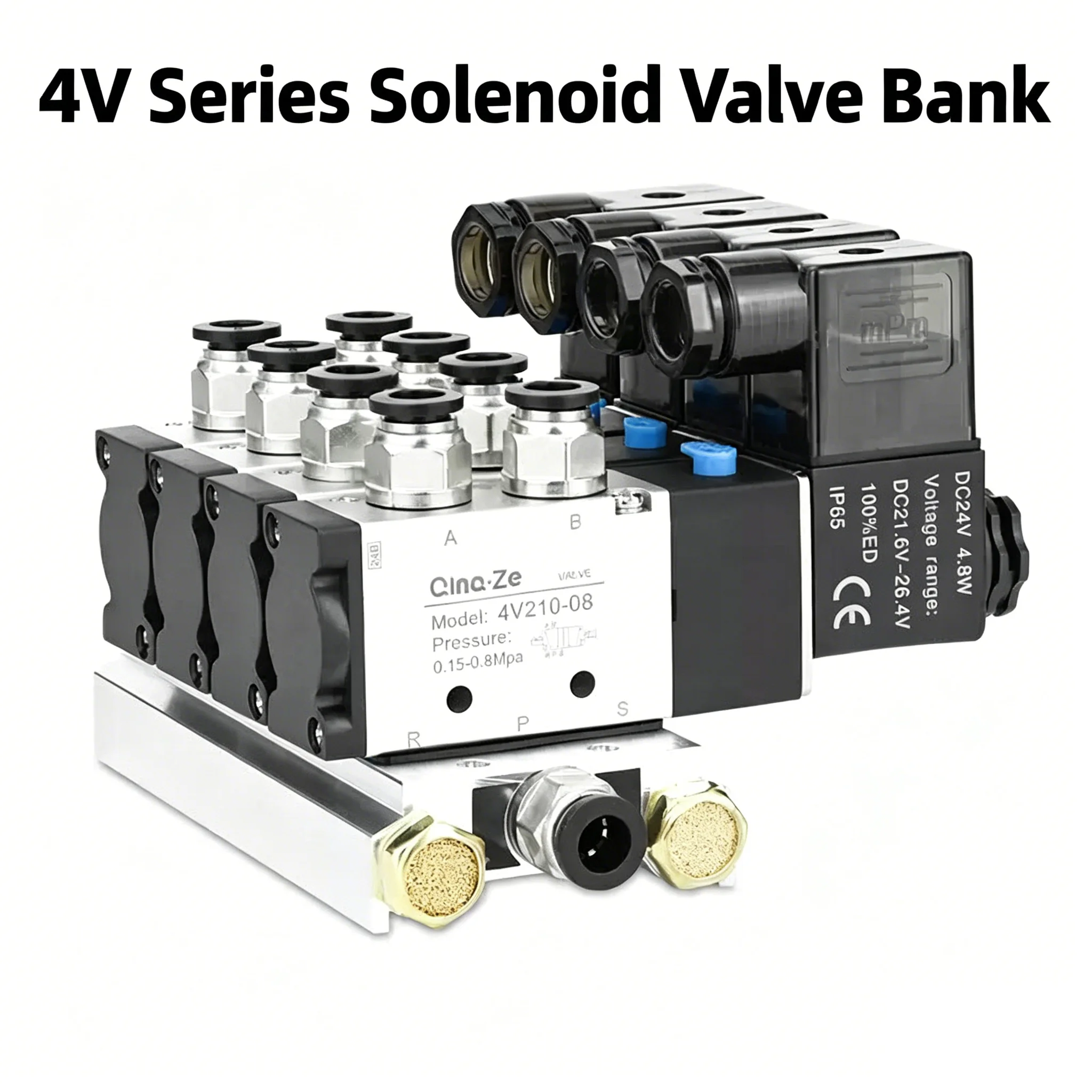 2-position 5-way Solenoid Valve Manifold Wit Fitting，control Valve Mounting Base 4V410 - 15 DC12V AC110V AV220V DC24V