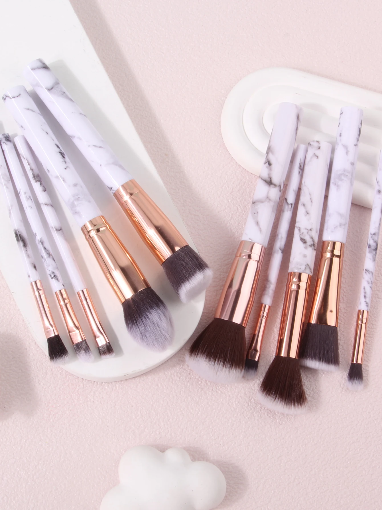 10PCS Professnial Women Makeup Brushes Extremely Soft Makeup Brush Set  Foundation Powder Brush Marble Make Up Tools