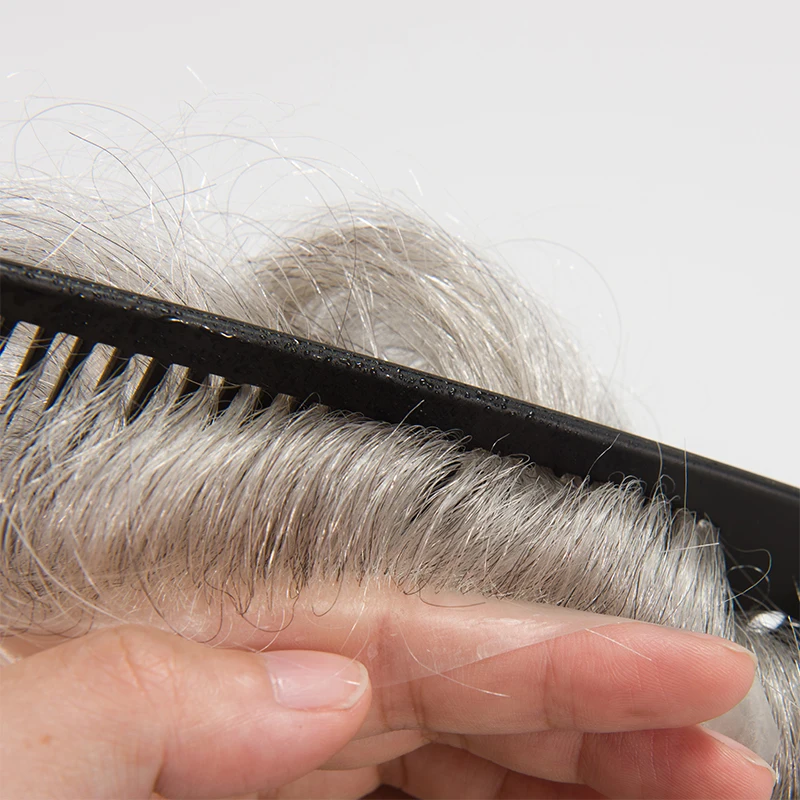 0.02-0.03 مللي متر رقيقة الجلد الذكور الباروكات لينة الرجال الشعر المستعار كامل بولي PU الهندي ريمي الشعر الطبيعي نظام استبدال الخامس حلقة الشعرية الاصطناعية