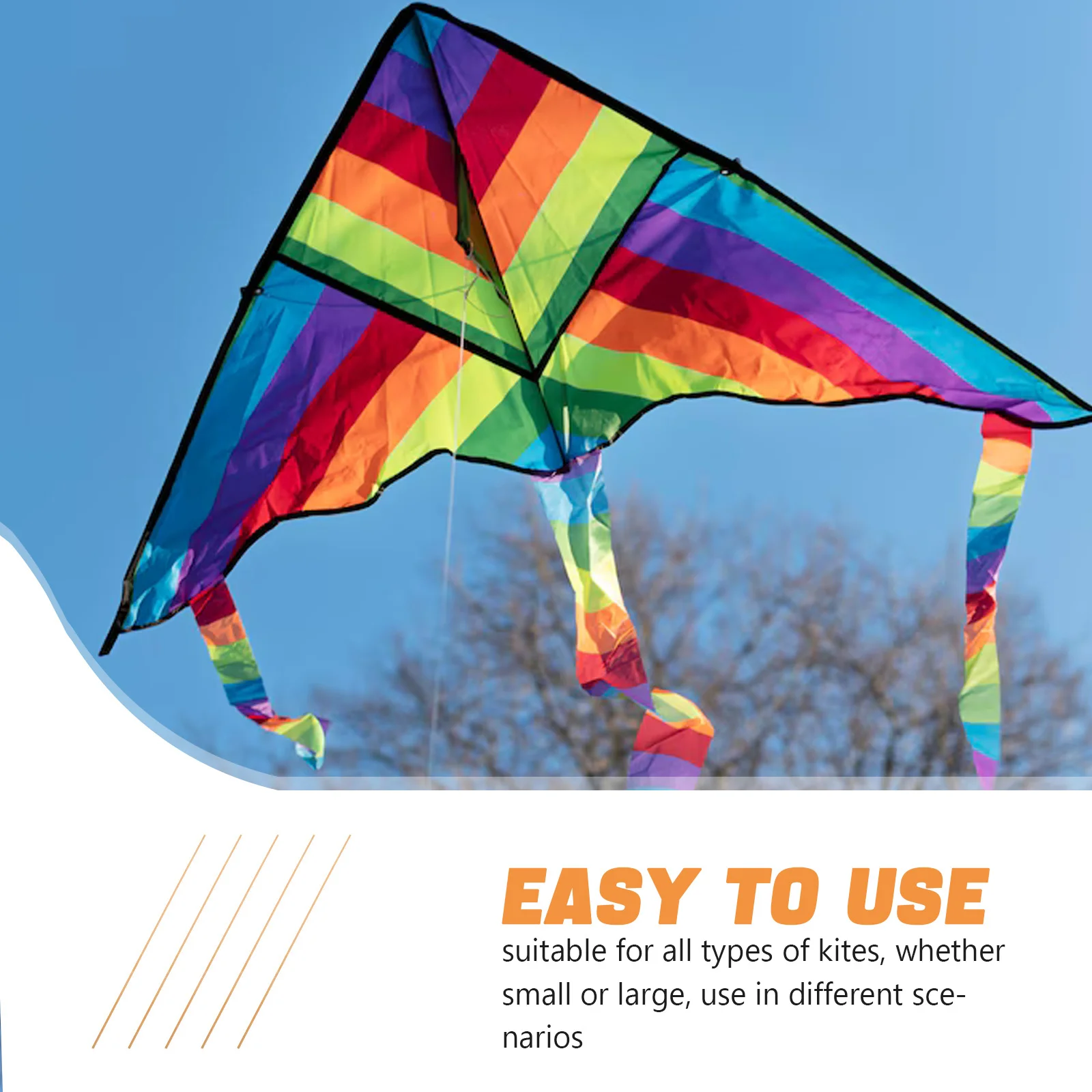 10 Pezzi Materiali per Realizzare Aquiloni, Bastoncini di Bambù 6mmx60cmx2mm, Bastoncini Creativi per Assemblaggio Fai-da-Te per Attività all'Aperto in Parco e Spiaggia