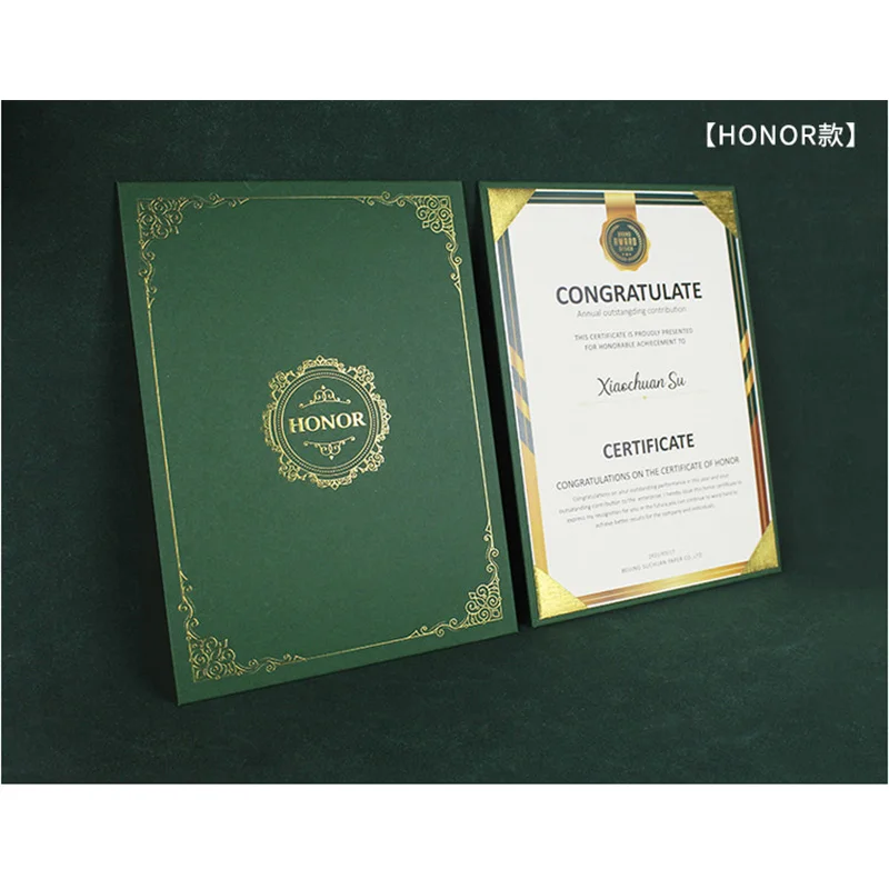 3.5mm Thickness Honor Certificate Cover With Cardboard Green For A4 Papers