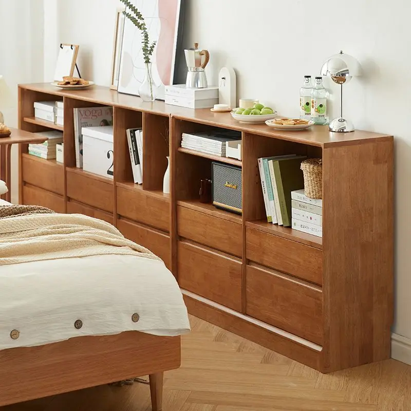 

Rubber wood Chinese multi-layer with drawer storage, universal floor bookshelf, household storage, living room combination