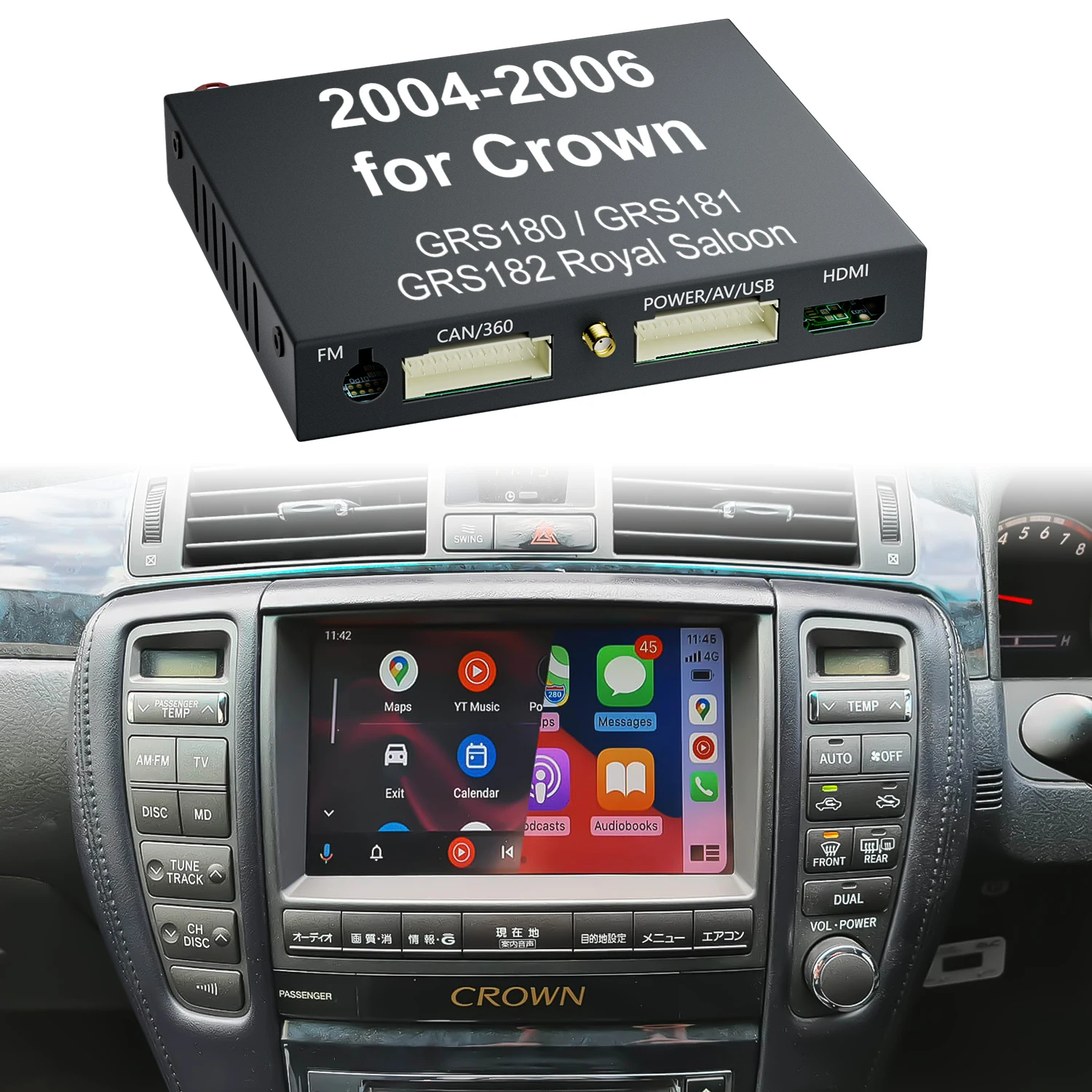 

Crown GRS180 GRS181 GRS182 Royal Saloon Wireless CarPlay And Android Auto Integration Kits Auto Electronics For Toyota Car