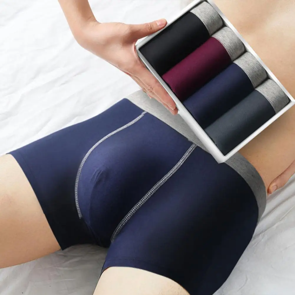 

Мужские трусы контрастного цвета, впитывающие влагу, большие размеры, со средней талией, свободные трусы-боксеры, свободные трусы с цветными блоками