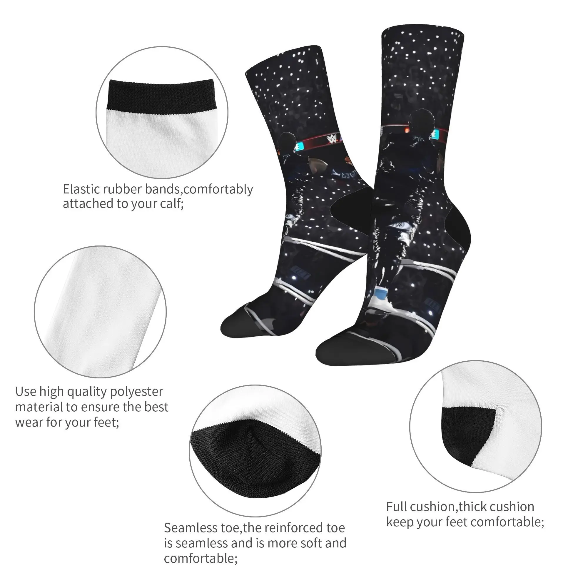 Women Men Socks JEY YEET USO Wrestling  Stockings Anti Sweat High Quality Socks Winter Novelty Graphic Running Sports Socks