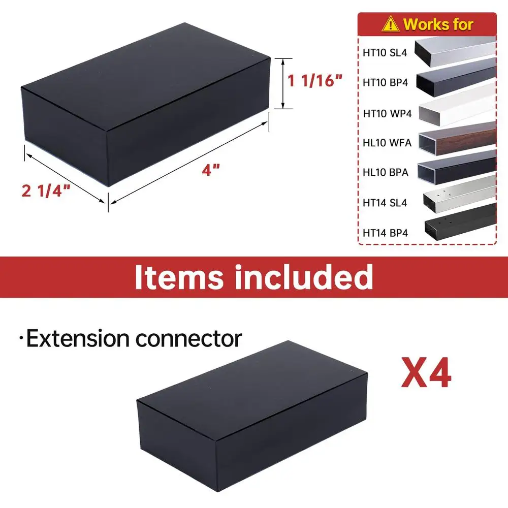 POM Handrail Connector Extension Fitting HT10 HL10 HT14 Flat Handrails 4Pack