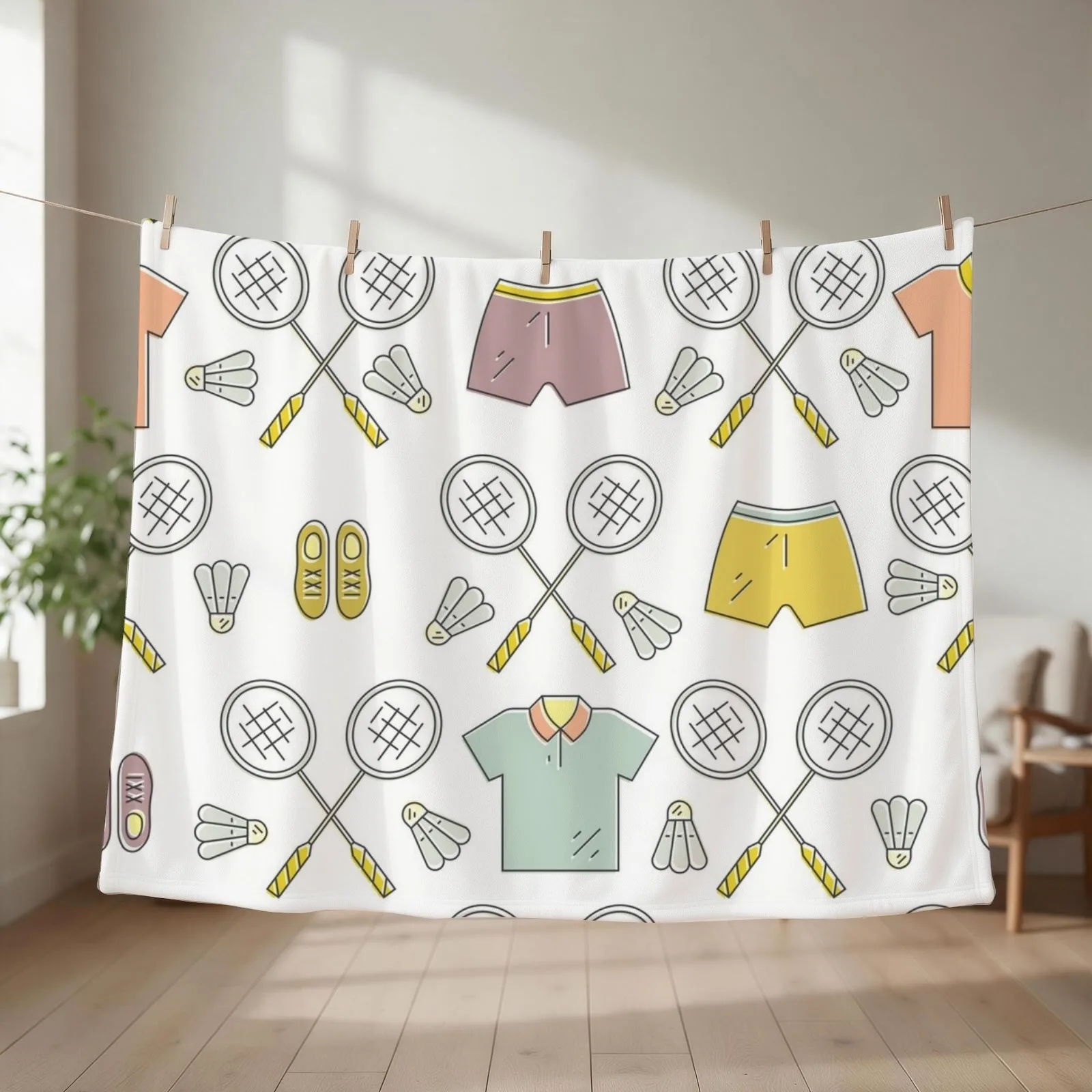 Badminton Throw Blanket couch cozy soft plush fuzzy picnic outdoor blanket