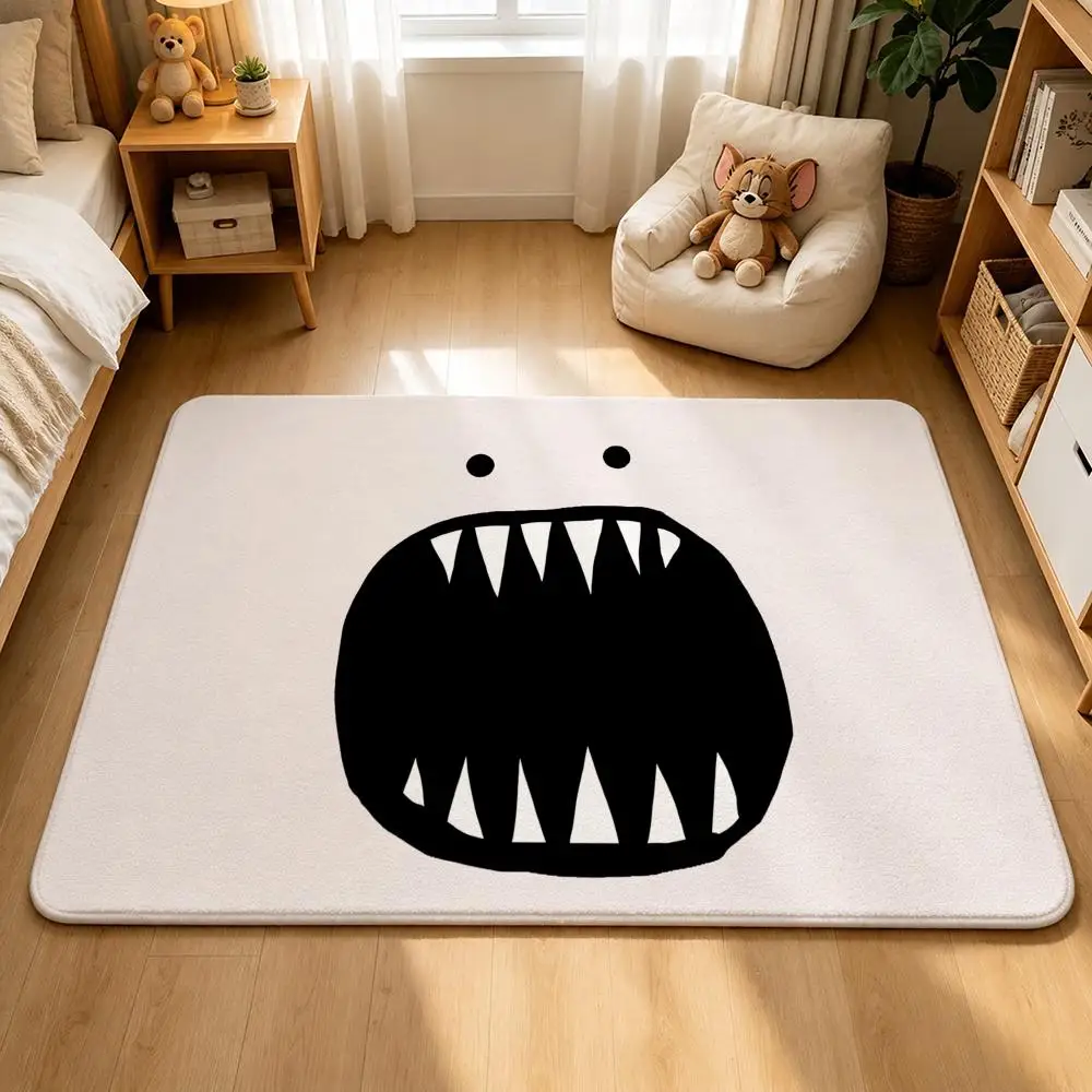 Art-Funny Big Teeth MonsterS Floor Mat Shower Foot Mat, Bedside Carpet, Entrance Absorbent Doormat, Soft Non-Slip
