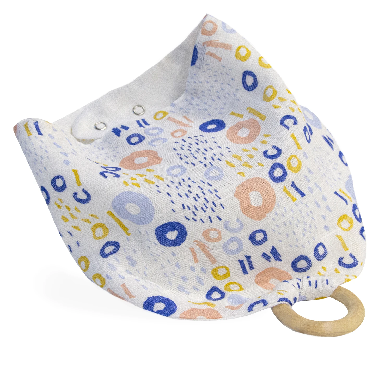 Colored rings wooden thread muslin bib