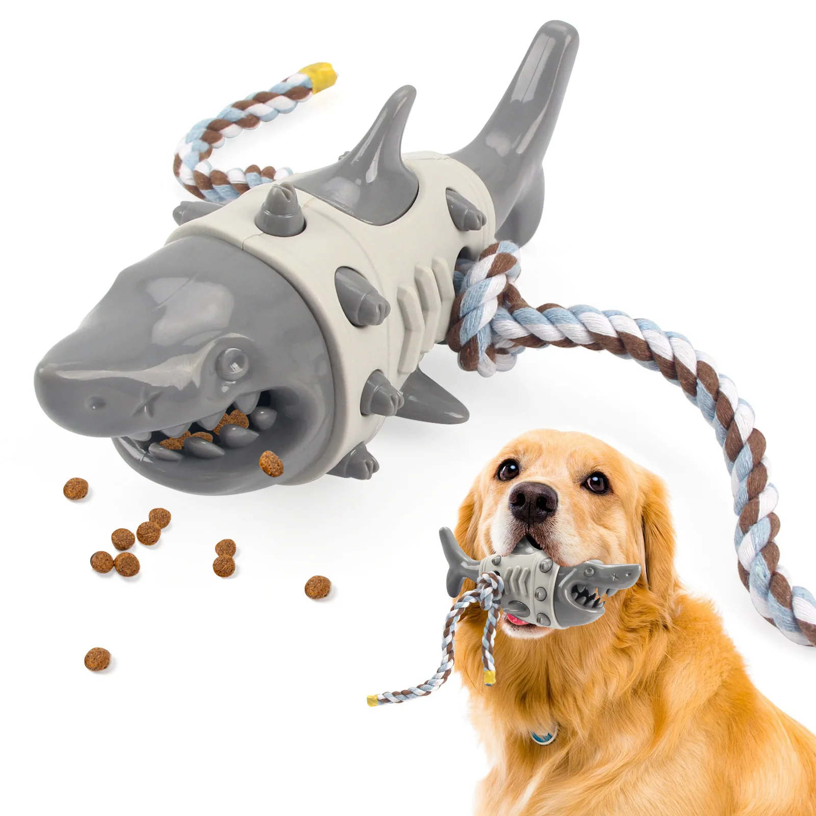 

Shark molars and leaks food toys simulate shark cleaning teeth, bite-resistant molars, dog toys