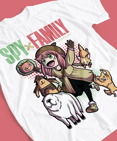 T-shirt for Anime Anya x Family Anya Forger con mascotas