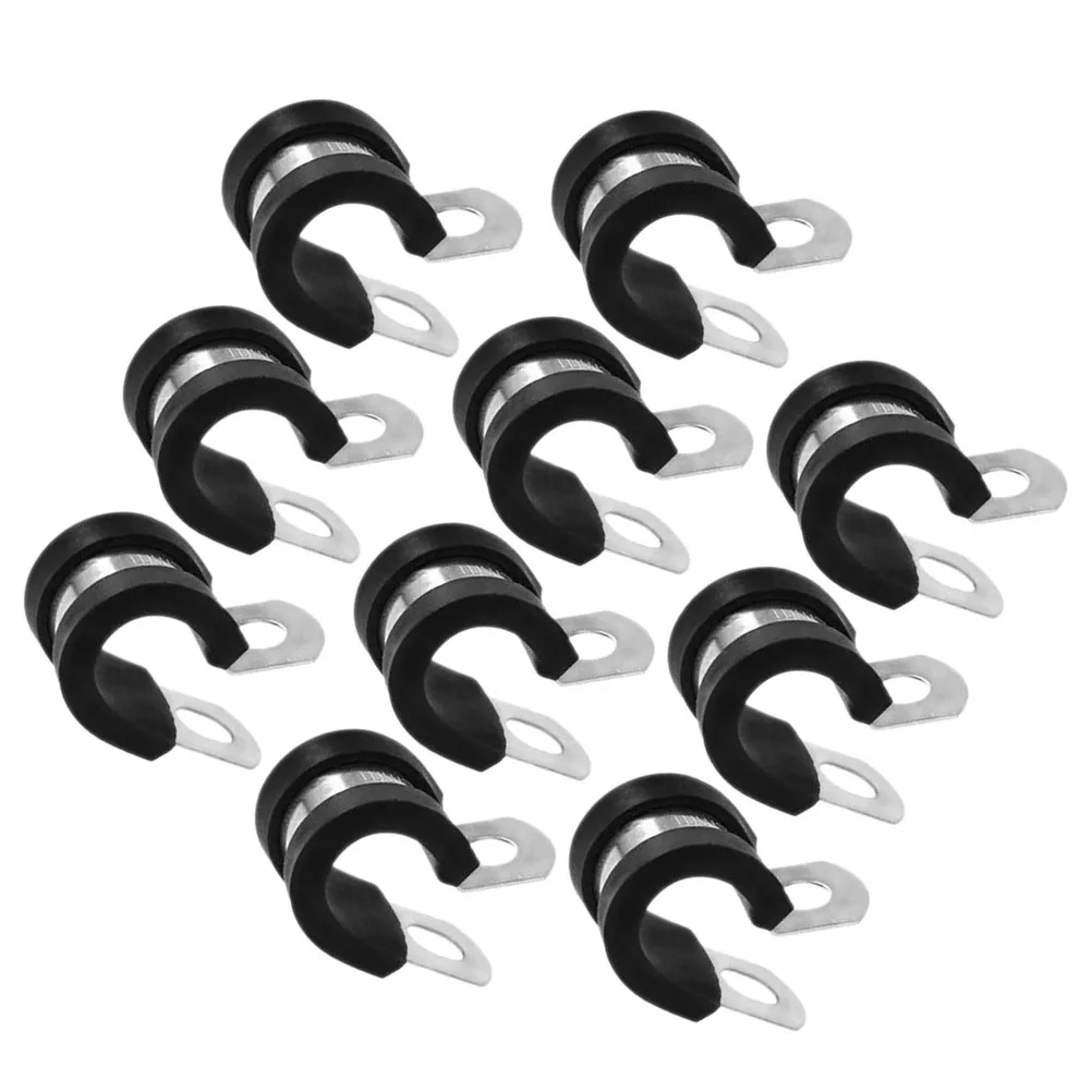 

12pcs Stainless Steel Rubber Hose Clamps Durable Vibration Absorbing Leakproof Bundling Cable Fastener Repair Tools