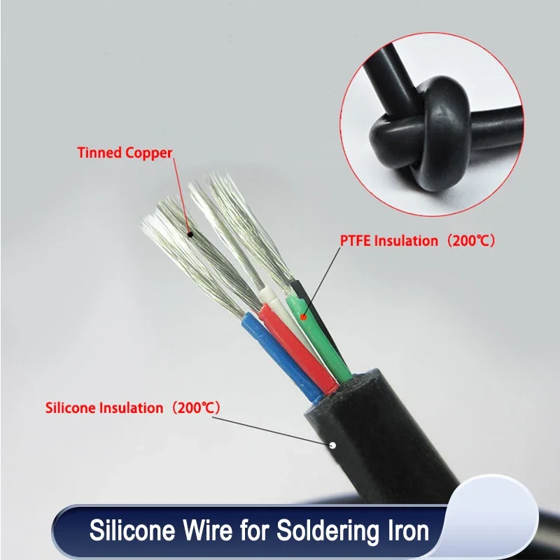 1/5/10m Silicone Wire Cable T12 Soldering Iron Station 2-10 Cores Tinned Copper PTFE Insulation High Temperature Line